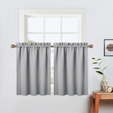 Garvee Cortinas Cortas Opacas 61 cm para Baño, 2 Paneles, Gris Claro Vino, Bloqueo de Luz, Material Resistente, Ideal para Cocina y Ventanas Pequeñas