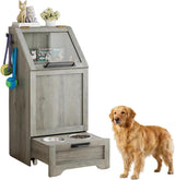 Garvee Gabinete Para Alimentar Perros Con Compartimentos Múltiples Diseño Resistente De Madera Para Interiores Y Exteriores - Blanco