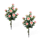 Garvee Set De 2 Rosas Artificiales Realistas Con PE, Resistente Al Agua, Para Decoración Interior Y Jardín, Varillas De Hierro, Color Natural