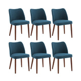 Garvee Juego de 6 Sillas de Comedor Tapizadas en Lino con Respaldo de Ala Cojines de Alta Densidad y Patas de Madera 42x47x78 cm Azul - Azul
