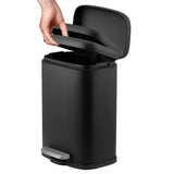 Garvee Basurero 5 Litros Acero Inoxidable con Tapa y Pedal Soft Close, Resistente a Huellas, Ideal para Cocina o Baño, Compacto y Duradero - Negro