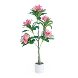 Garvee Árbol Artificial de Frangipani 120 cm, Flores Realistas, Sin Mantenimiento, Tela de Seda y Plástico, Estilo Nórdico Interior, Pot Decorativo Blanco - Blanco