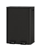 Garvee Tacho Doble de Basura 30L Acero Inoxidable con Soft-Close, Pedal Silencioso, Cubos Extraíbles para Cocina y Oficina, Plata - Negro