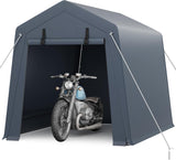 Garvee Garaje Portátil para Motocicleta 183x244x213 cm, Estructura de Acero Galvanizado, Cubierta de PE Triple Capa 240 g, Puertas con Cremallera y Ventilación, Gris