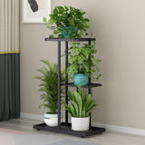 Garvee Soporte plantas interior Metal 3 niveles macetas esquina sala estar balcón jardín patio gris - Gris Oscuro con Plata