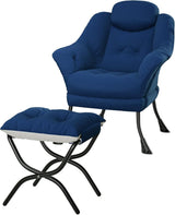 Garvee Silla Lazy Ergonómica con Ottoman, Apoyabrazos y Respaldo Curvo, Tela de Terciopelo, Estructura de Acero, Almacenaje Integrado para Salón y Dormitorio - Verde