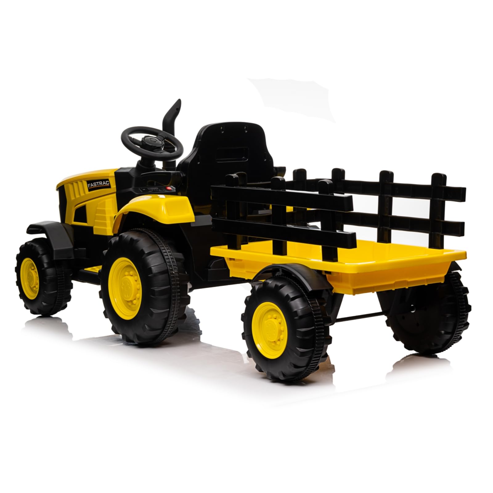 Garvee Tractor Eléctrico Infantil 12V con Remolque y Control Remoto - Amarillo