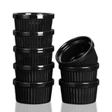 Garvee Cuencos Ramequines de 8 Onzas, Juego de 8, Porcelana Negra para Horno, Clásicos para Soufflé y Creme Brulee - Negro Mismo Color Interior y Exterior