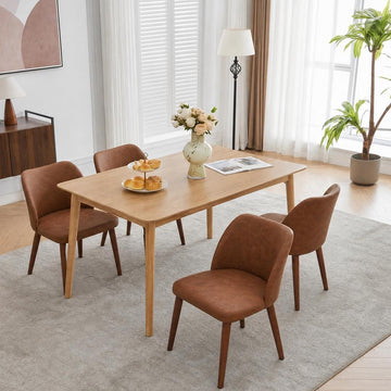 Garvee Pack de 4 Sillas para Comedor de Piel PU Estilo Wingback Asiento Acolchado con Espuma y Patas Robustas de Madera Sillas Modernas de Cocina y Salón Color Marrón