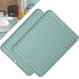 Garvee Mata De Cocina 2 Piezas Aislamiento Térmico Antideslizante Doble Cara Verde