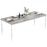 Garvee mesa de Comedor Rectangular 180 cm para 6-8 Personas, Melamina Duradera, Patas Metálicas Resistentes, Diseño Rústico, Cocina y Comedor, Madera Natural - Gris