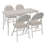 Garvee Mesa Plegable 4 Pies Con Patas Metálicas Bloqueables Para Interior Y Exterior, Tapa De Cuero PU Resistente, Portátil Para Picnic Y Camping - Beige