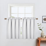 Garvee Cortinas Opacas Vino Tinto, Microfibra, Aislamiento Térmico y Bloqueo de Luz, Paneles Cortos, para Cocina y Dormitorio - Blanco