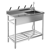 Garvee Fregadero de cocina independiente de acero inoxidable 304 doble cubeta con grifo giratorio 360° para cocina y exterior 99x50cm acero pulido - Un Seno con Escurridor