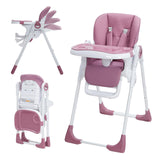 Garvee Silla Alta Multifuncional para Bebés y Niños con Altura y Respaldo Ajustables, Bandeja Removible, Ligera, Plegable, Marco de Aleación de Aluminio - Lila