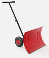 Garvee Pala de Nieve con Ruedas 51 cm Ajustable, Mango Ergonómico 5 Posiciones, Acero y Polipropileno, Ruedas Antideslizantes para Entrada y Patio - Rojo