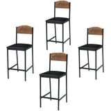 Garvee set de 4 taburetes de bar 99.8cm altura mostrador, asiento amplio y cómodo, tapizado moderno en PU cuero, respaldo curvado y reposapiés, estructura de hierro, para isla y comedor, Vintage - Vintage