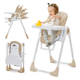 Garvee Silla Alta para Bebés Plegable YB-H1109 Color Champán, Arnés 5 Puntos, 5 Reclinaciones y 7 Alturas Ajustables, Bandeja Extraíble - Champán