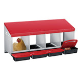 Garvee Caja de Nido para Gallinas 4 Compartimentos, Metal Zinc Galvanizado Mango de Plástico, Bandeja Extraíble, Resistente Antióxido Gallineros, Rojo - Rojo