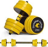 Garvee Set de Mancuernas Ajustables 2 en 1, 20 kg, Diseño Doble Seguro, Revestimiento PE, para Gimnasio en Casa, Negro