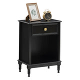 Garvee Nachttisch con Schublade y Ablage, Beistelltisch Multifuncional, MDF Material, Negro, Compacto y Estable para Dormitorio - Negro