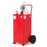 Garvee Contenedor De Combustible 35 Galones Con Bomba Manual, Ruedas Y Tapa Con Cerradura, Acero Inoxidable, Patrón Diamante, Manguera UV Para Autos Y Equipos