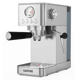 Garvee Cafetera Espresso Profesional 20 Bar Acero Inoxidable 1300W con Espumador de Leche y Manómetro para Cocina - Plata de Norma Europea