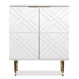 Garvee Gabinete De Almacenamiento Moderno Con 2 Puertas, Patrón En Relieve, Madera Y Patas Metálicas Para Sala Y Entrada, Espacioso Y Versátil - Blanco