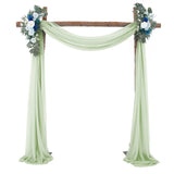 Garvee Cortina Arco Boda Tela Gasa Elástica, 0.7x5.5m, Color Verde Gris, Decoración Boda - Verde Grisáceo