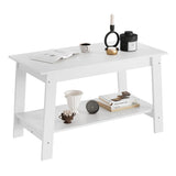 Garvee Mesa De Centro Con Estante Abierto Estilo Farmhouse Para Salón Mesita 80x39x48CM Blanco - Blanco