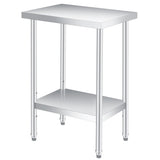 Garvee Mesa de Preparación Acero Inoxidable 61×30 cm con Estante Ajustable para Cocina Comercial y Exterior, Alta Capacidad, Resistente, Plata - Plata