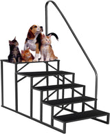 Garvee Escalera Portátil de Aleación con Pasamanos Seguro para Viajeros en Autocaravana o Spa 300kg Plata - Negro