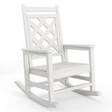 Garvee Silla Mecedora Exterior Adirondack HDPE Resistente al Clima con Textura Madera para Patio y Jardín Capacidad 172 kg Diseño Ergonómico Fácil Montaje