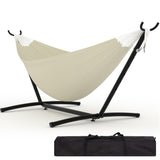 Garvee Tumbona Colgante Doble de Tejido Suave con Soporte Metálico Incluido Capacidad de 204kg para 2 Personas en Piscina o Terraza Blanco Crema - Beige
