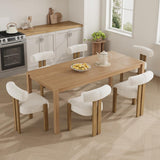 Garvee Sillas De Comedor Tapizadas Set De 6, Ergonomía Curva, Espuma Alta Resiliencia, Tela Bouclé, Patas De Madera De Caucho, Modernas Para Comedor O Sala - Blanco