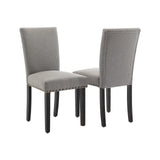Garvee Sillas De Comedor Tapizadas Juego De 2 Con Tachuelas Y Patas De Madera Robusta Para Cocina Y Restaurante Gris Claro - Gris Claro