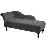 Garvee Chaise Lounge Tapizada Con Reposabrazos Izquierdo, Terciopelo Gris Oscuro, Marco De Madera, Para Sala Y Dormitorio, 60.6in - Gris Oscuro