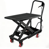 Garvee Carretilla Hidráulica de Corte Simple 226.8kg Plataforma Elevable 72.39cm Acero Robusto Almohadilla Antideslizante 4 Ruedas Guantes Incluidos  Negro - Negro