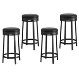 Garvee Taburetes de Bar Giratorios 62 cm Set de 4, Metal con Reposapiés, Cuero PU Impermeable, para Cocina y Bar en Casa - Negro