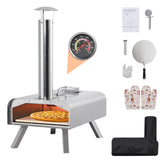 Garvee Horno de Pizza Exterior 30 cm Portátil Acero Inoxidable SUS430 Piedra para Pizza Termómetro Bolsa de Transporte Camping Jardín - Plata 12"
