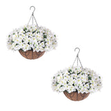 Garvee Set 2 Bougainvilleas Artificiales Colgantes 12 Flores Blancas Exterior-Resistente Cesta Mimbre Terraza Entrada - Blanco