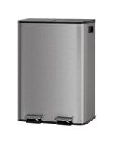 Garvee Tacho Doble de 30L Acero Inoxidable con Pedal y Tapa Soft-Close para Cocina y Oficina, Plata, 2 x 15L - Gris Tranquilo