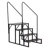 Garvee Escalera Portátil Para RV Con Barandilla De Acero, 4 Escalones Antideslizantes, Estructura Triangular, Recubrimiento En Polvo, Para Remolques Y Exteriores, Negro, Compacta Y Segura - Doble Pasamanos