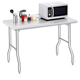 Garvee Mesa Plegable de Acero Inoxidable 48x24, Capacidad 400 LB, Resistente y Porttil para Cocina y Camping - Sin estante inferior