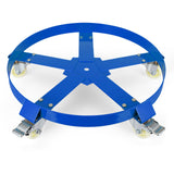 Garvee Carro para Barriles de 208.19L de Acero Carbono, 5 Ruedas Giratorias, Correa Cruzada, Capacidad Máxima 566.99kg, Uso Industrial y de Almacén, Azul - Azul
