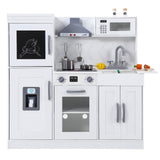 Garvee Cocina De Juguete De Madera Para Niños 3+ Con Luces Y Sonidos Realistas, Accesorios De Cocina, MDF Seguro, Juego De Rol En Casa, 35.8x39.8x11.6 In, Multicolor - Blanco