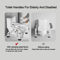 Garvee Ayuda para Levantarse del Inodoro de Acero Carbono Blanco, Asas Antideslizantes, Soporte con Pie de Ventosa y Prensa, Altura Ajustable 62x52x65-72cm para Adultos Mayores