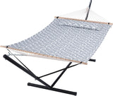 Garvee Hamaca Doble para 2 Personas con Soporte Metálico Resistente, Tela de Algodón, Diseño Amplio, 204 kg, Gris Claro, Interior y Exterior - Gris Claro