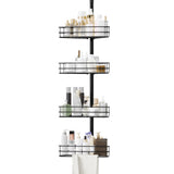 Garvee Organizador de Ducha Esquinero Ajustable 193-279 cm, 4 Niveles, Antióxido, Barras para Toallas, para Baño Compacto, Negro