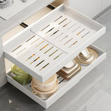 Garvee Organizador de Armario Extraíble Cajones Ajustables Cocina Estante Almacenamiento Deslizante Blanco Compacto - Blanco